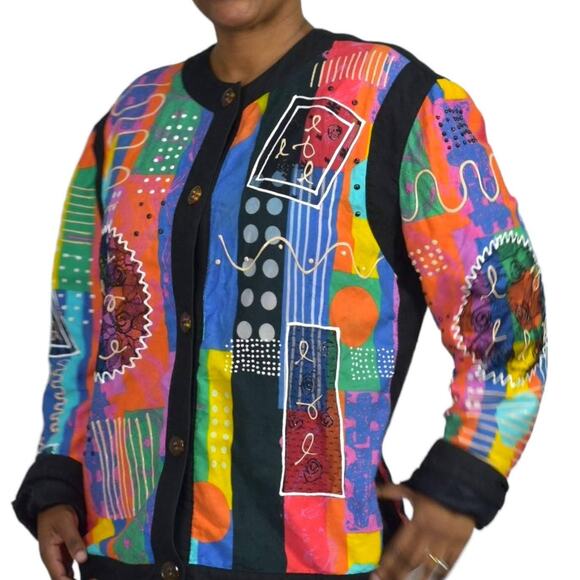 Gene Ewing Bis Jacket Puffy Paint Lace Avant Garde Wearable Art Vintage Medium - Picture 8 of 14